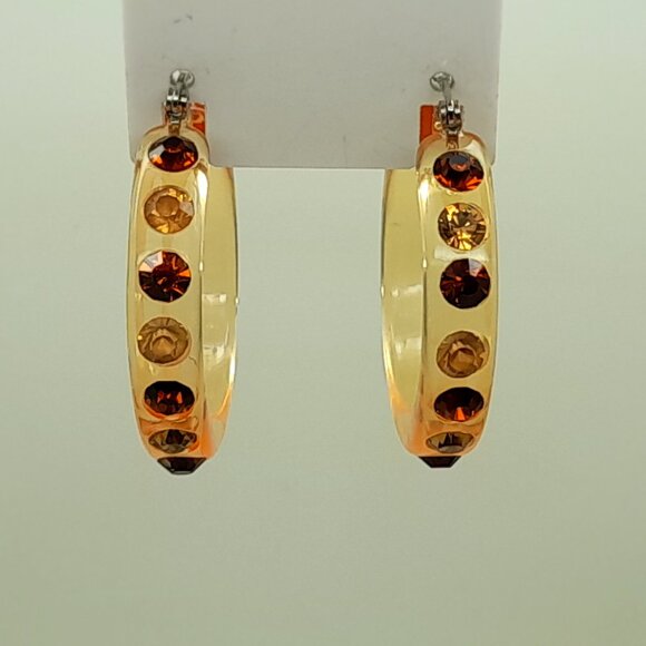 chunky light topaz Lucite Acrylic wide 1.5 Hoop Latch Back Fashion Earrings - Picture 3 of 4